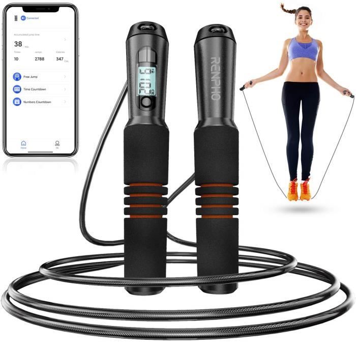 Corde à Sauter Intelligente RENPHO, Corde à Sauter de Fitness Avec Analyse Des Données APP