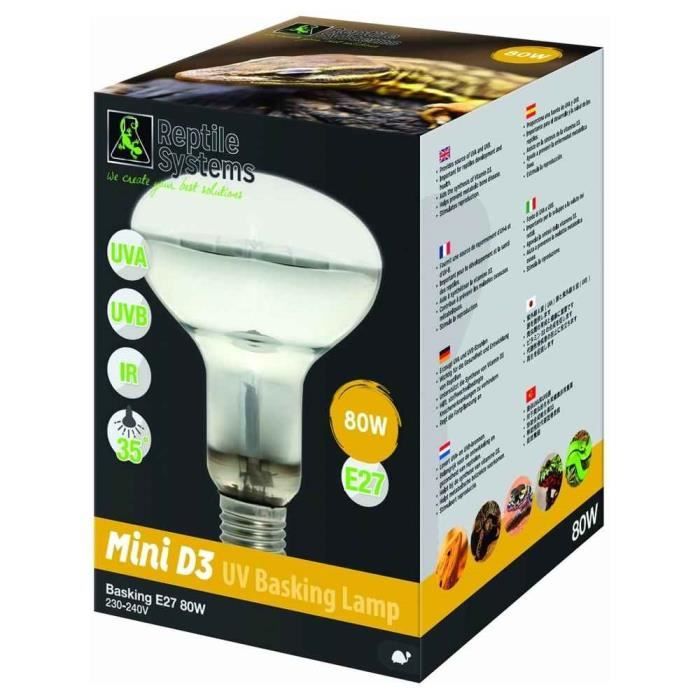 Reptile Systems - Lampe Basking D3 Mini E27 pour Reptiles - 80W
