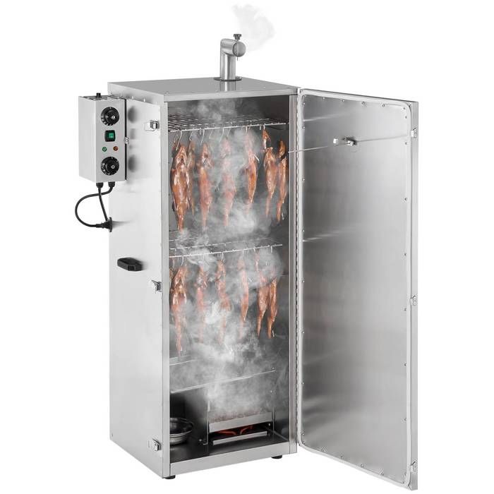 Fumoir Smoker Four fumage Viande Poisson Royal Catering RCRO-1300 (147L minuterie jusqu'à 120 min 8 grilles 1000W)
