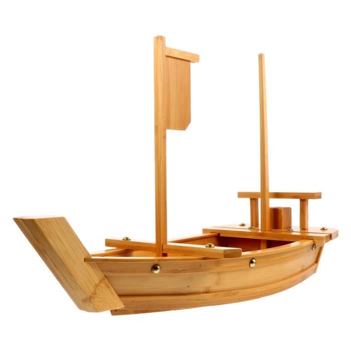 Assiette à sushi en bambou en forme de bateau Plat de service pratique pour collations SERVICE COMPLET - SERVICE DE TABLE