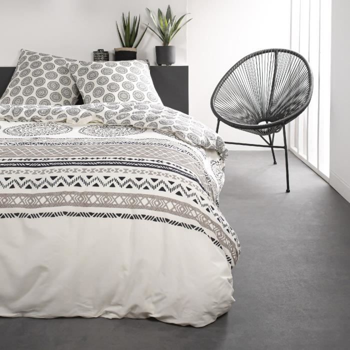 Housse de couette 240x260 Sunshine Namanar + 2 taies 100% coton 57 fils Blanc