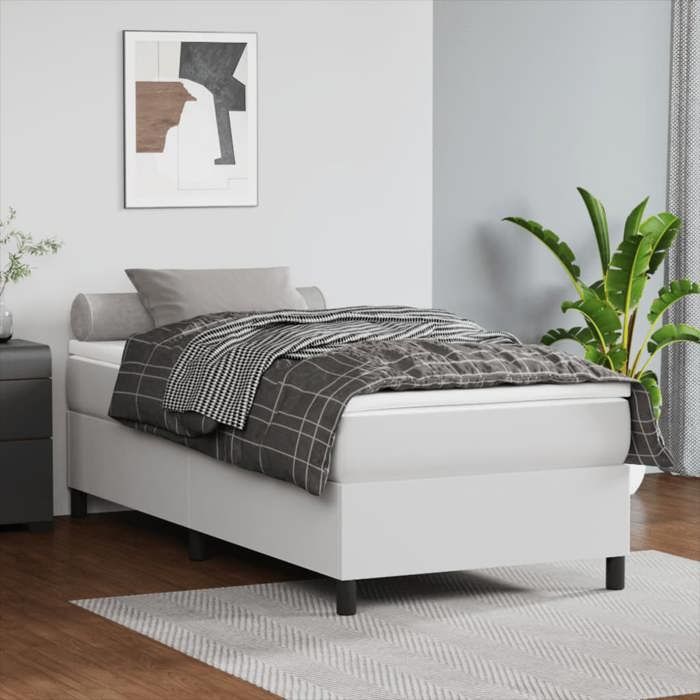 CHIC Lit Single 1 Place Sommier à lattes de lit Blanc 90x190 cm Similicuir Design16457