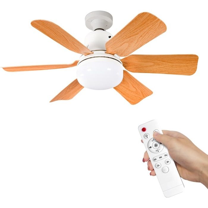 Ventilateur de Plafond avec Lumière LED 40W et Télécommande 3 Vitesses Vent Minuterie pour Salon et Chamber 85-265V Avec Douille - Prumya