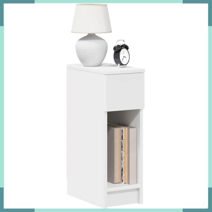 ASHATA Tables de chevet avec tiroir 2 pcs blanc 20x36x60 cm -FHE858696