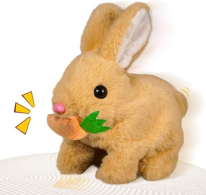 Jouet de Lapin pour Enfants Poupée de Lapin Interactive Jouet Interactif Lapin de Paques Jouet de Lapin électrique Lapin(Brun)