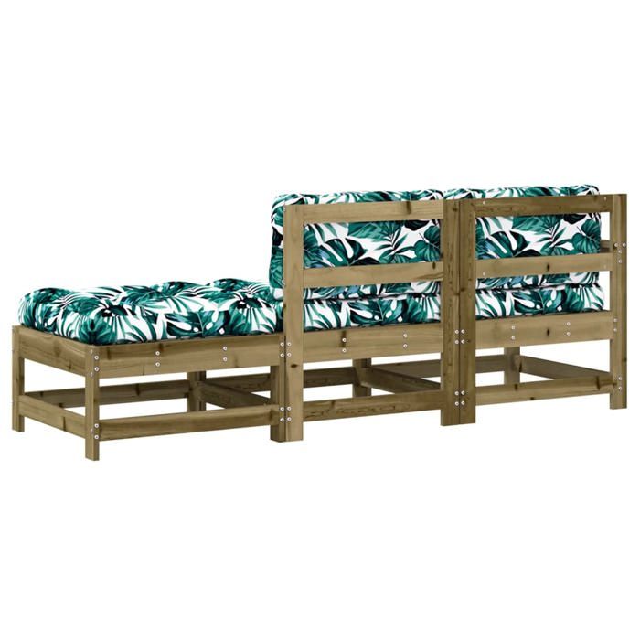 Bon plan Salon de jardin - JILI HOT - Canapé fixe/sofa Balcon 3 pcs avec coussins - Bois de pin imprégné Thome7398224