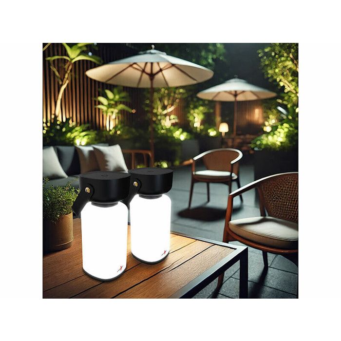 2 lanternes d’extérieur rechargeables LED 120 lm - coloris noir 2 lanternes d’extérieur rechargeables LED 120 lm - coloris noir