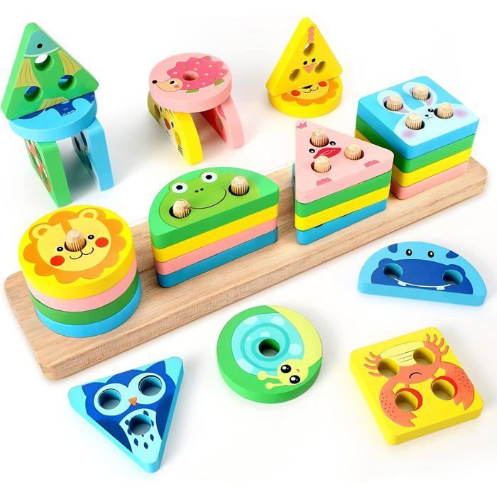 Jouets Puzzle en Bois Montessori 3 Ans,Jouet Empilable en Bois pour ...