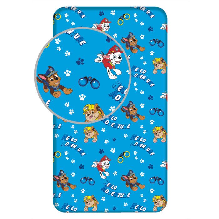 Drap-housse - JERRY FABRICS - PatPatrouille - 90 x 200 cm - 100% coton - Bleu