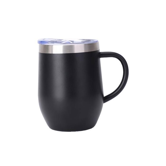Tasse à café isotherme en acier inoxydable avec poignée double paroi anti-fuite bleue avec couvercle