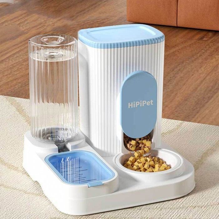 Mangeoire automatique pour chat – Distributeur de nourriture pour chat 2 en 1 Grande gamelle amovible bleu YYV