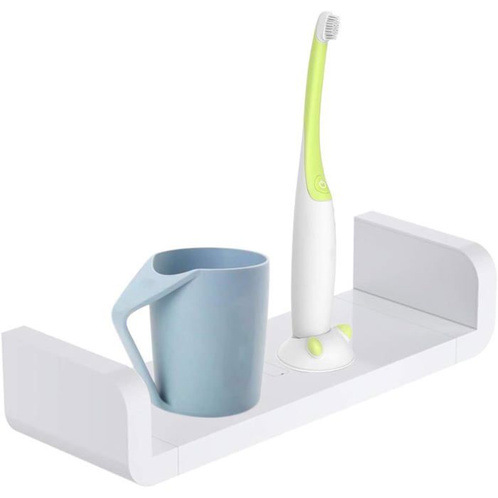 Plastique Wall Mount Étagères de Salle de Bain Étanche Ventouse Étagères Murales Flottante en Forme de U Fournitures  Douche Moyen