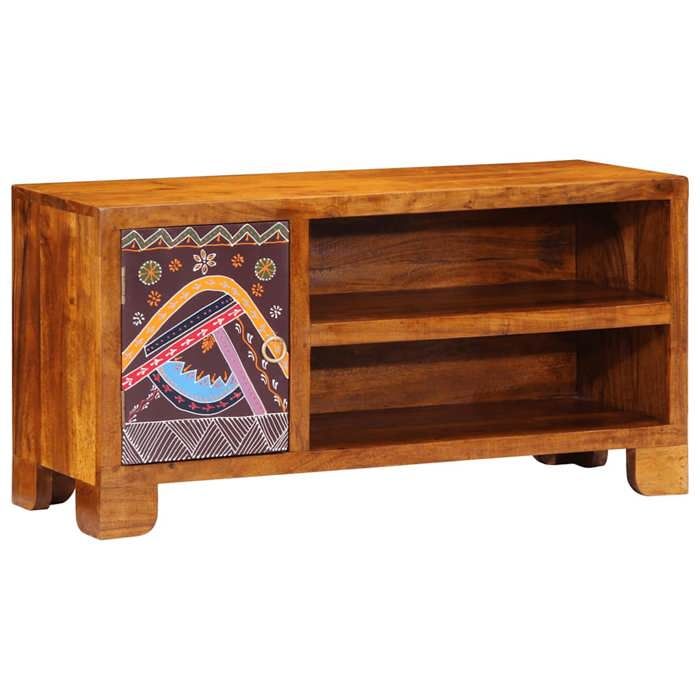 Meuble TV bois massif - vidaXL - Multicolore - 90x30x45 cm - Bois dacacia - Grand espace de rangement