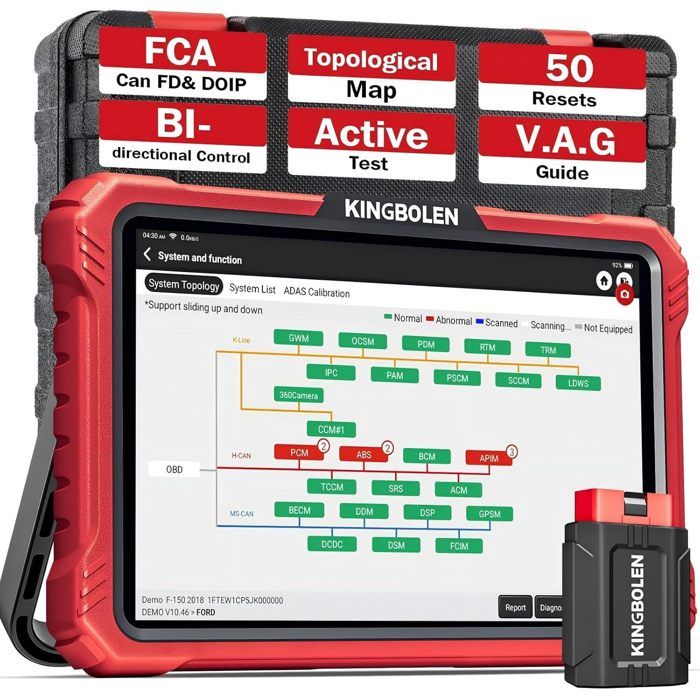 Valise diagnostic automobile - KINGBOLEN - K10 Pro - Écran 10 pouces - OBD2 bidirectionnel - CANFD & DOIP
