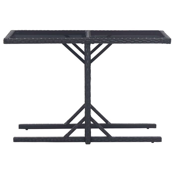 BEST-HOME Mobilier de jardin - UU - Table de jardin Noir 110x53x72 cm Verre et résine tressée HH10060