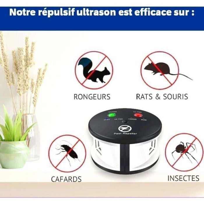 Répulsif ultrason 360° anti rats, souris, rongeurs, cafards et insectes ...
