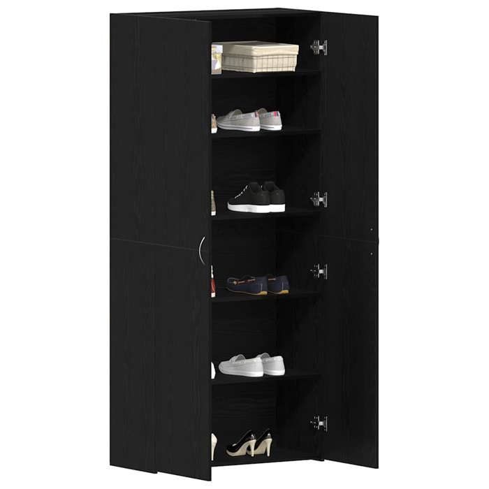 Noir Cabinet à chaussures 1 pc - ZENCORE - Organisateur chaussures - Pour couloir - Noir 80x35.5x180cm - Bois dingénierie 121050 Noir Cabinet à chaussures 1 pc - ZENCORE - Organisateur chaussures - Pour couloir - Noir 80x35.5x180cm - Bois dingénierie 121050