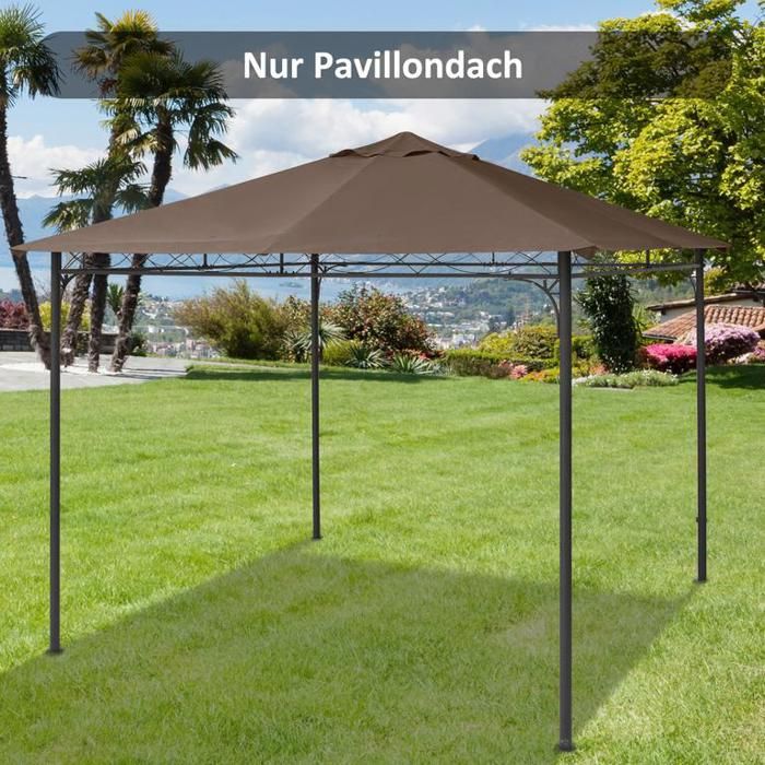 Toiture de remplacement pour tonnelle 293 x 293 m bâche/pare-soleil en polyester couleur café idéale pour jardin et terrasse.