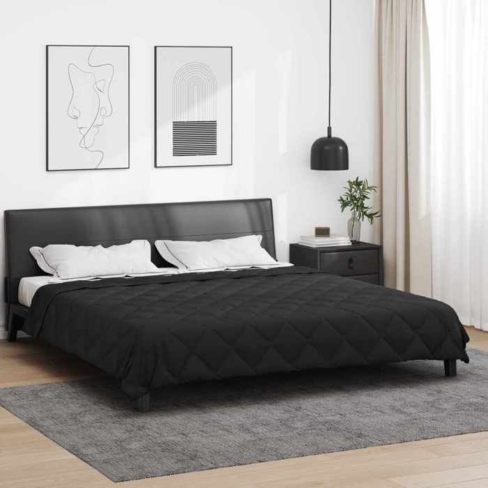 vidaXL Duvet complet toute lannée Noir 200 x 200 cm Microfibre 42025587