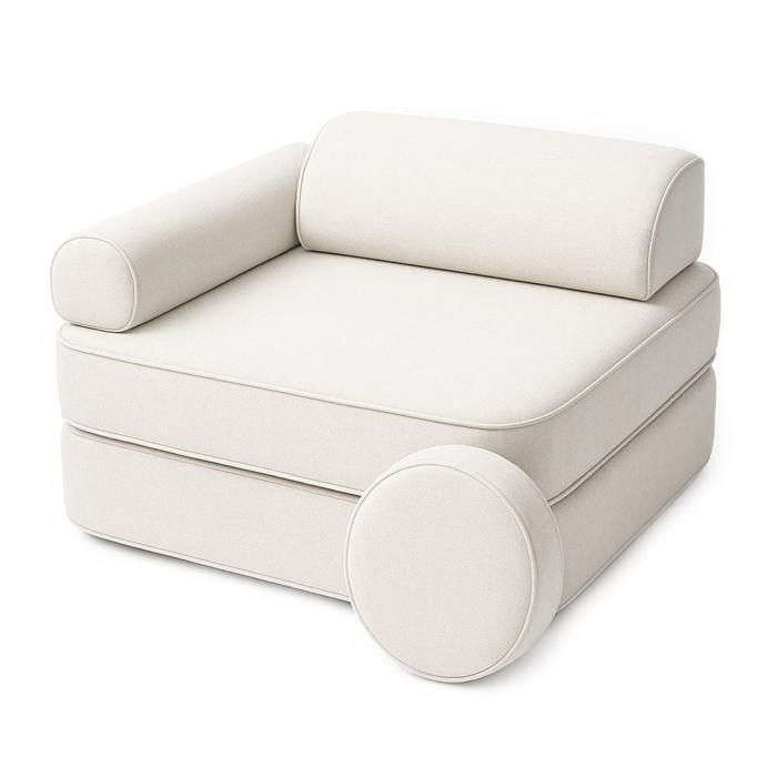 Fauteuil enfant modulable velours beige – siège cosy pour coin lecture