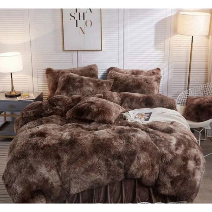 Housse de Couette à Poils Longs en Peluche 160*200cm Ultra Douce en Velours Cristal Housse de Couette en Flanelle Multicolore
