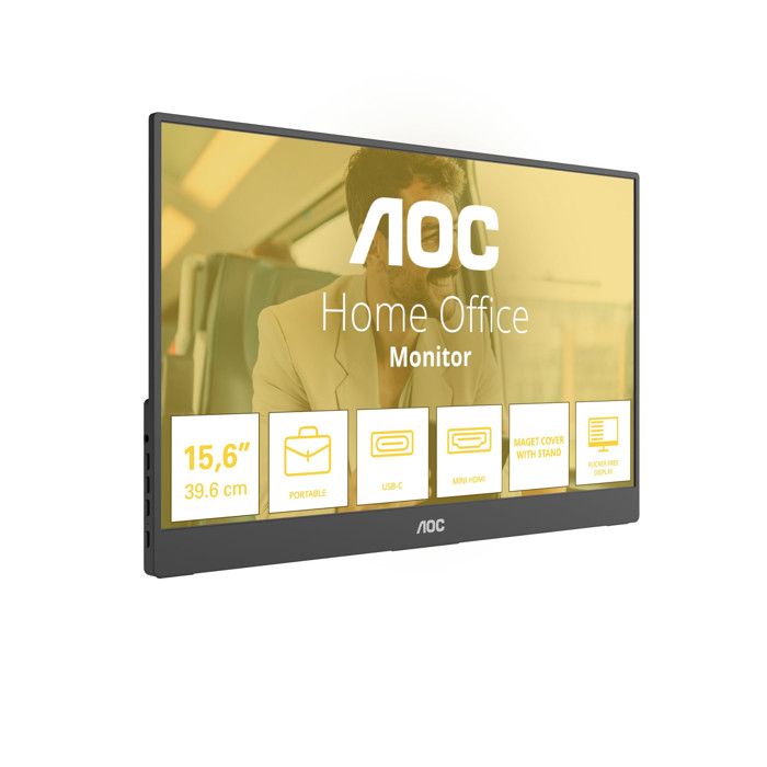 AOC Monitor Portatile 16T20E2 156 IPS Full HD 1920x1080 60Hz USB-C Mini HDMI Nero