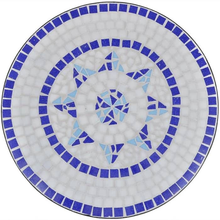 Table de bistro et 60 cm Mosaïque - vidaXL - 2 personnes - fer - bleu/blanc - 60 x 70 cm - facile à nettoyer - pour jardin hyo22j950