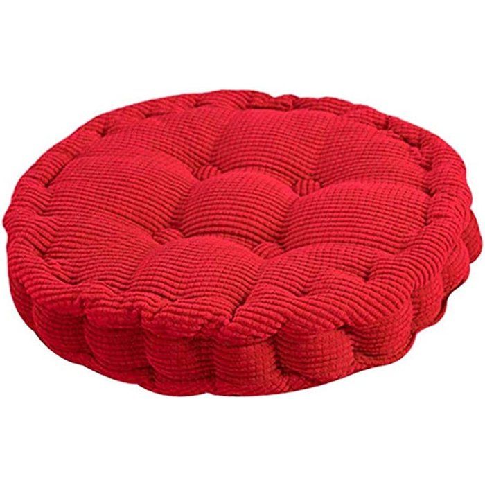 Coussin De Chaise Extérieur Intérieur Épais 45x45 cm Assise Ronde Rouge Pour Salon Banc Jardin Lavable En Machine
