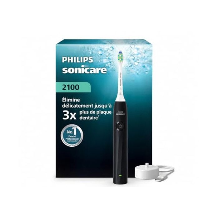 Brosse à dents électrique PHILIPS Sonicare 2100 Capteur de pression Élimine 3x plus de plaque Charge USB