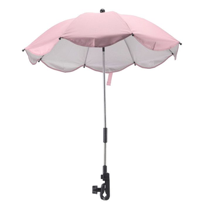 Parasol universel pour poussette 14 pouces avec protection UV parapluie réglable pour bébé rose (colle argentée)-SALALIS