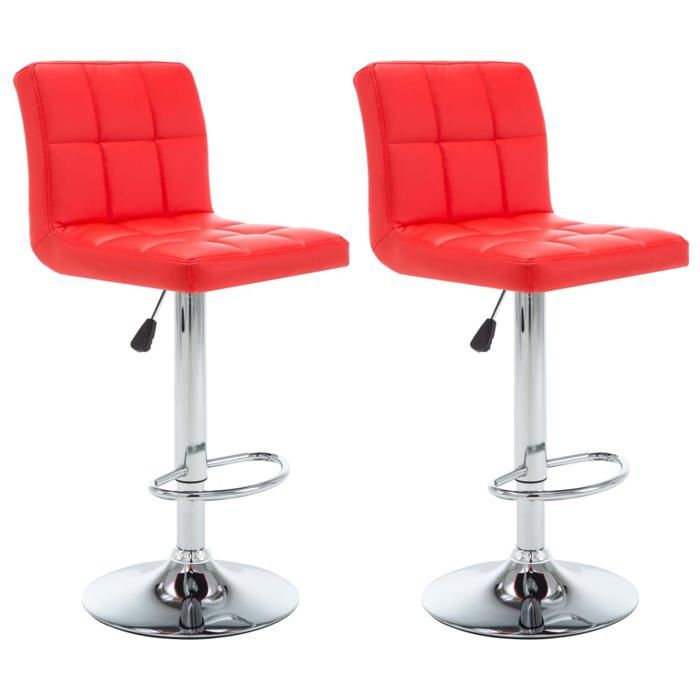Les SoldesTabourets de bar Tabourets Cuisine - (2 pcs) - 2 personnes - rouge similicuir(40x47x(90-111) cm) nja39l
