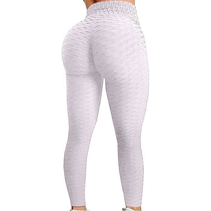 Leggings Femme - Anti-Cellulite Push Up Butt Lift - Taille Haute Grande Taille - Pantalon de Yoga Blanc Blanc