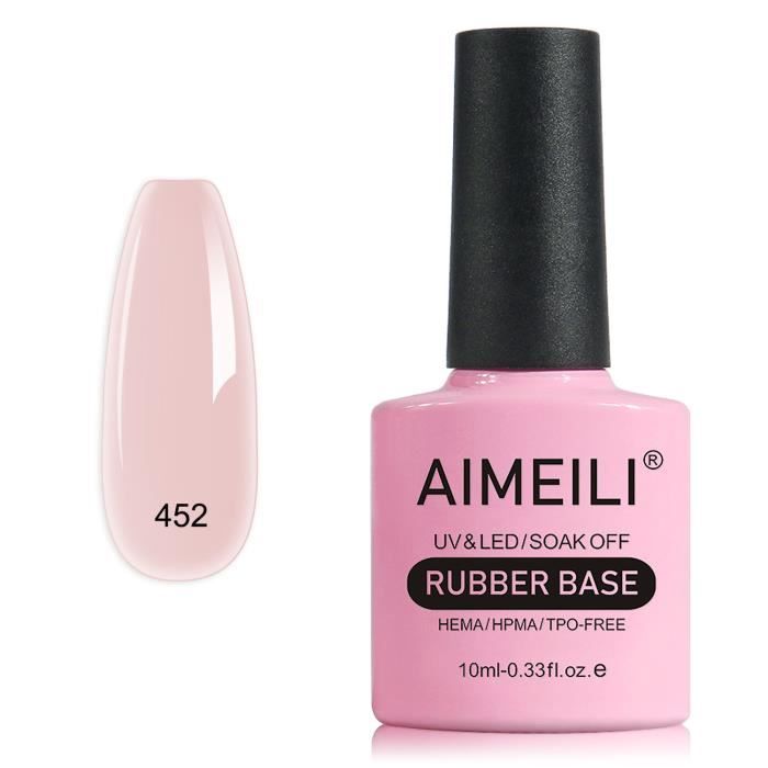 AIMEILI-Vernis Semi Permanent Gel Rubber Base Coat Nude Couleur Gel Polish-UV LED Renforcement et Réparation de Manucure-10ml[452]