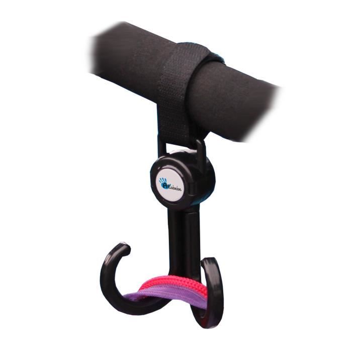 Lot de 4 Crochet Poussette, Crochets Poussettes Universelle Adapter Noir Multifonctionnel Crochet de Landau pour Crochets Sac à Langer, Accessoires Poussette Porte sac et Courses