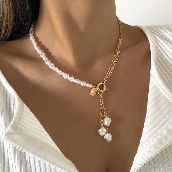 Collier Bijoux ​Pendentif Jewelry Femmes Cadeau Necklace Long Tassel Pendentif Collier Dames Perles Chaîne Collier