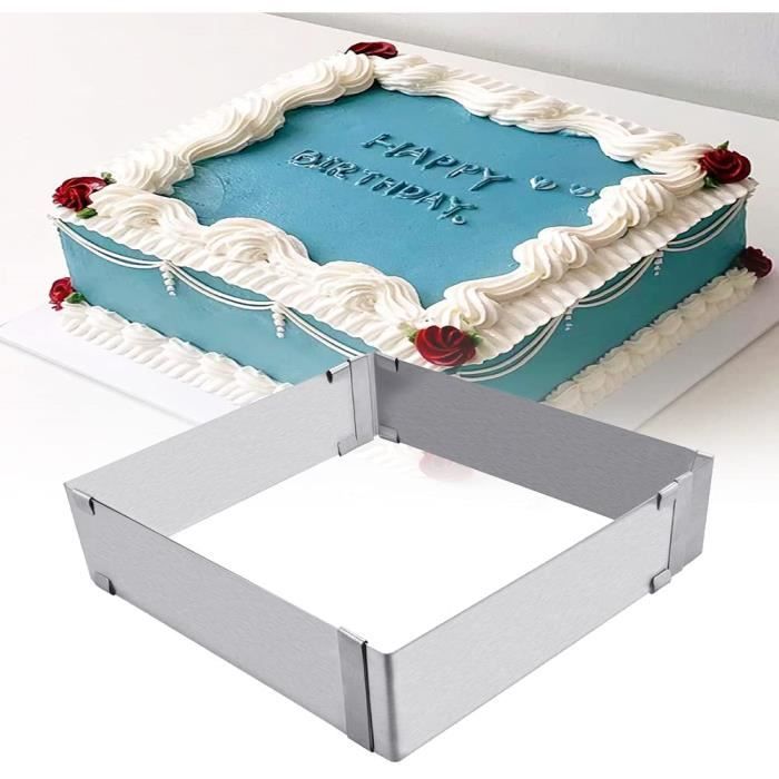 Cadre Pâtisserie Rectangulaire Extensible En Inox - Réglable De 18x28cm à 32x53cm - Avec 2 Spatules