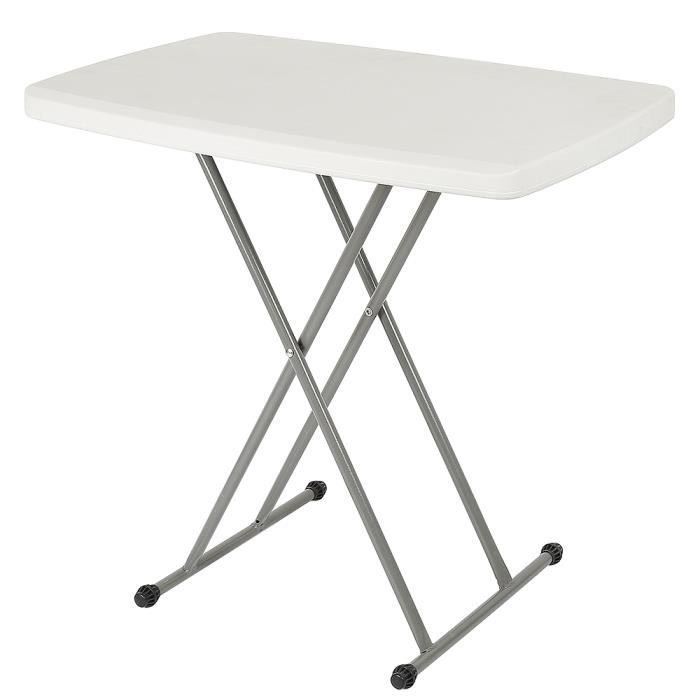 Blanc Table Compacte Et Pliable Table Pliante Ajustable 3 Positions Prix Pas Cher Cdiscount