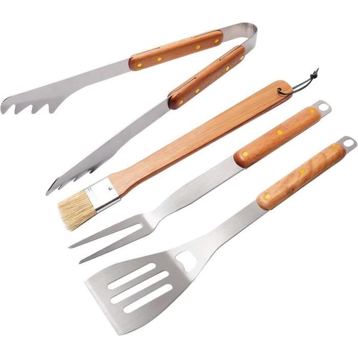 Lot De 4 Pinces En Bambou 17.8cm - Ustensile De Cuisine Anti-Dérapant - Pour BBQ Et Toast