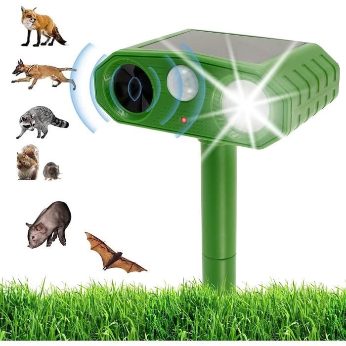 Répulsif à Ultrasons Solaire Pour Chats, Chiens, Rongeurs – Détecteur De Mouvement, étanche IP44