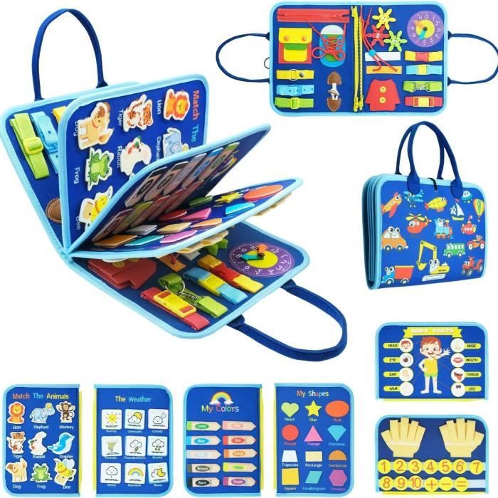 Jouet éducatif - Busy Board - Montessori - Dinosaure - 25 compétences de base