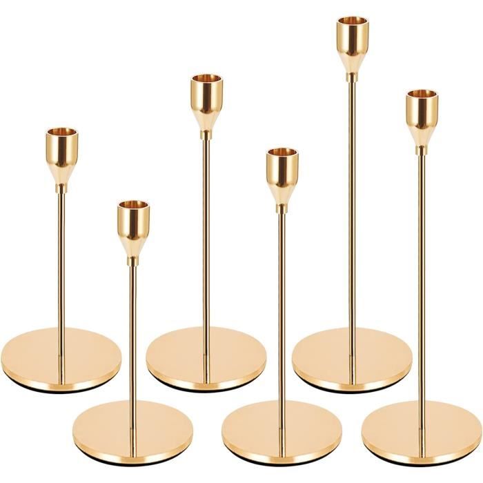 Romadedi Bougeoir Chandelier Dorés Métal - Lot De 5 Bougeoirs 34