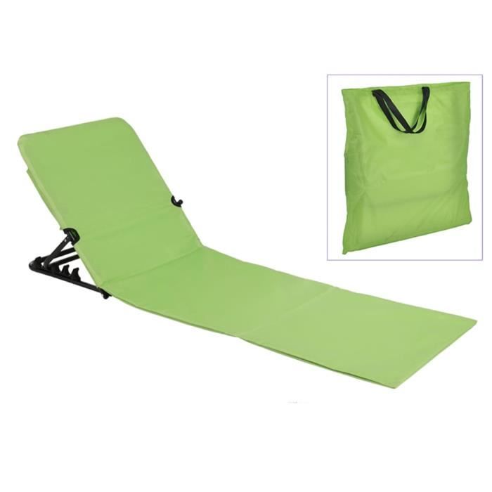 chaise de plage pliante - hi - vert-xis - dossier réglable - poches de rangement