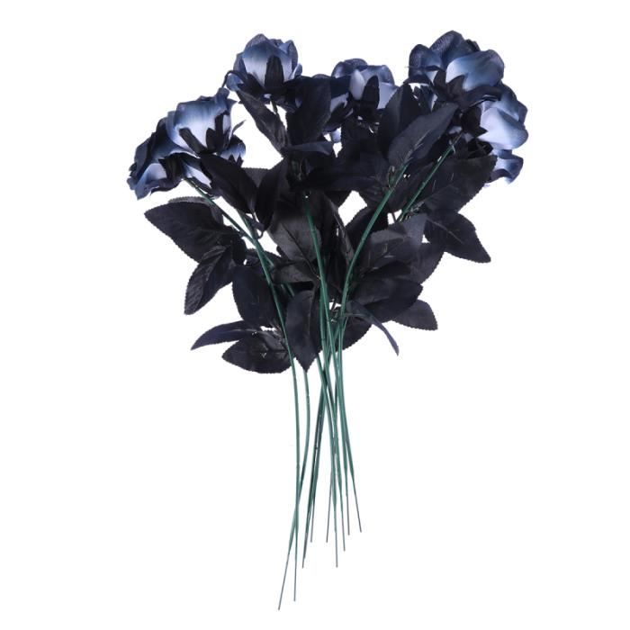 10pack Fleurs Artificielles Roses Noires Bouquets Réel à La Recherche De Faux Rose Pour Halloween De Noce Home Jardin Décor