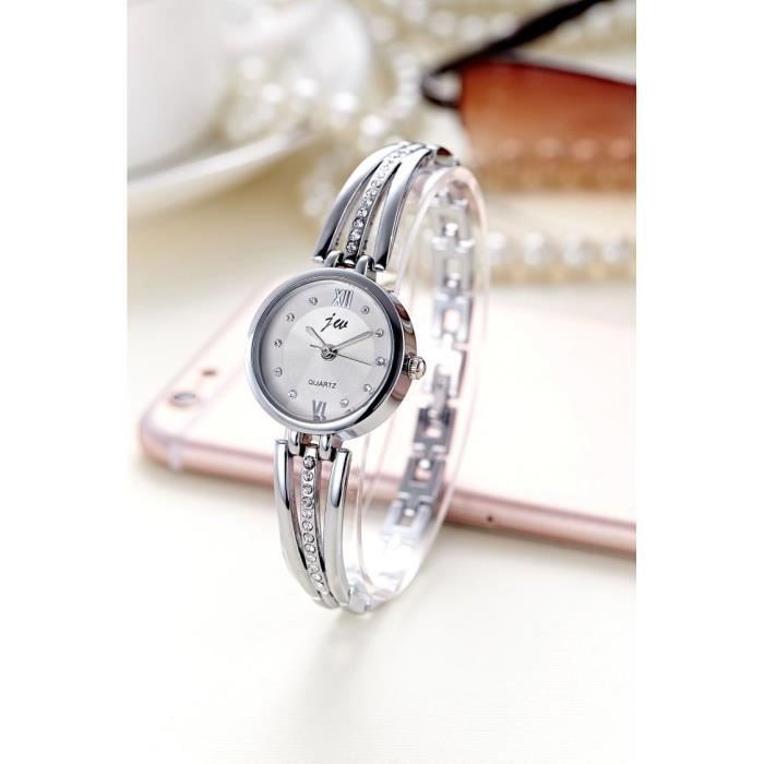 Montre Femme Silver Elegant Fin Bracelet Acier Inoxydable Argent Achat Vente Bracelet De Montre Femme Adulte Gris Cdiscount