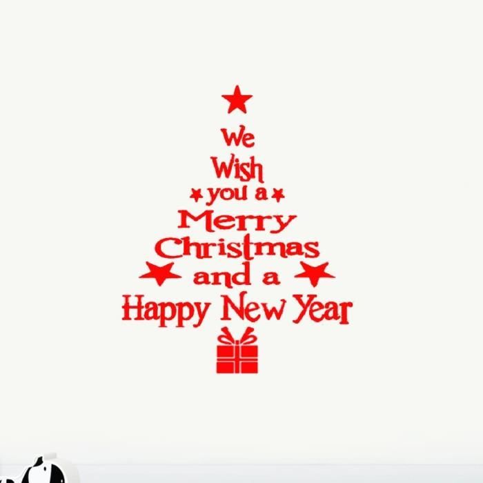 Sticker De Sapin De Noël Nous Vous Souhaitons Un Joyeux Noël Et Une