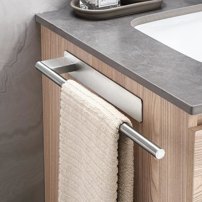 Porte-serviette Adhésif Sans Perçage - Pour Salle De Bain, Cuisine - Support Mural Pour Essuie-mains, Papier Toilette - Double Adhésif Fort - 1