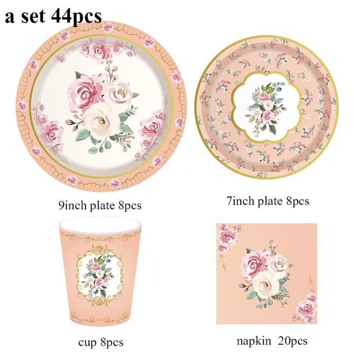 Set de vaisselle jetable de Fête - coeur - 10x assiettes / 10x