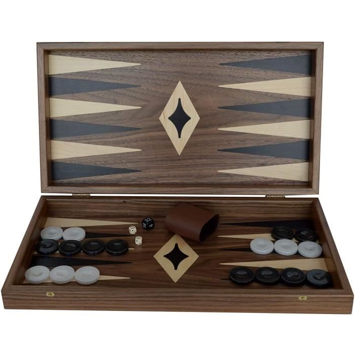 Backgammon Manopoulos Traditional Walnut Wood Backgammon Set Handmade
