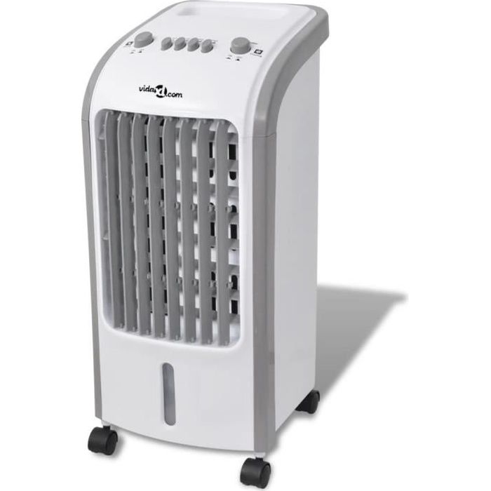 ROWI Air Cooler 80 W climatiseur mobile mobile grâce à sa poignée et ses roulettes en un réservoir de 3 litres climatiseur silencieux pour chaque pièce réfrigérateur et humidificateur 