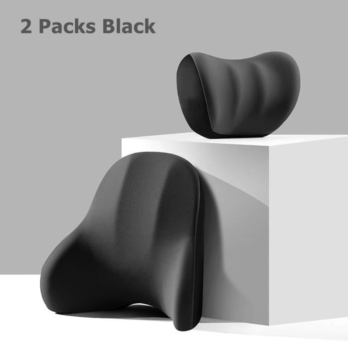 Coussins Appui-tête Tesla Model 3 & Y GREEN DRIVE Noir - Mousse Mémoire De Forme, Confort Ergonomique, Installation Facile Par Sangle